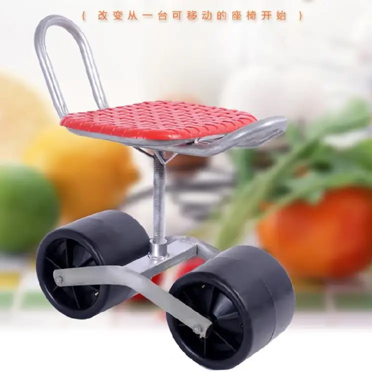 Firm iron Garden cart tool Planting pickingstool Comfortable PU sponge seat Pad Moving work chair with wheelsGarden Supplies