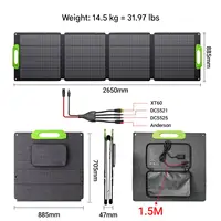 ​ ​ Panneau solaire pliable 400W, cellules MONO256, 43.84V Voc, 36.19V Vmp, efficacité 23%, surface ETFE, étanche IP67, MC4/XT60/DC 2
