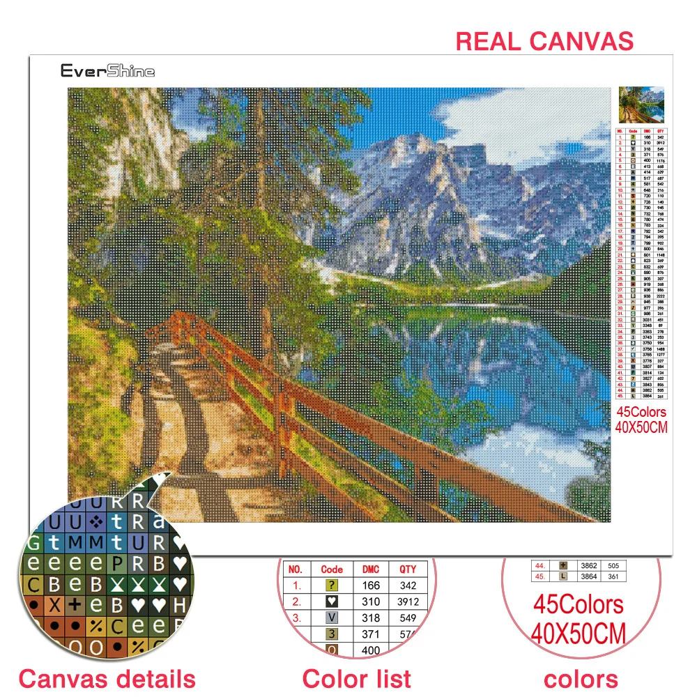 Diamond painting EverShine Mountain Diamond Painting Picture Rhinestone Full Square Lake Cross Stitch Nature Embroidery Landscape Mosaic Wall Art