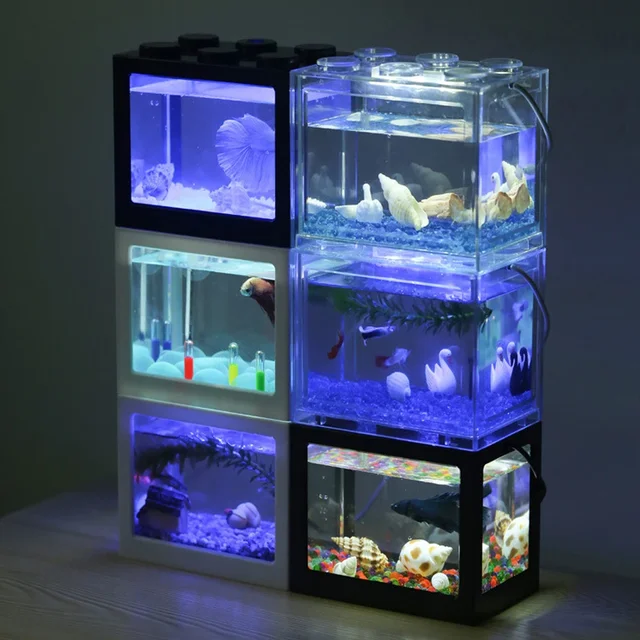 Aquarium Fish Tank Creative Multicolor Stackable Building Blocks Ecological for Small Reptile Pet Box Landscape Seawedecoration 3