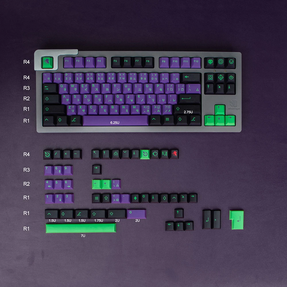 

138 Key EVA Keycaps Purple PBT Five-side Sublimation Cherry Profile Adaptation 64/87/98 Layout