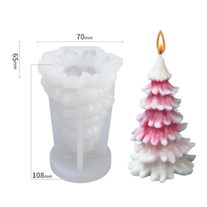 Stampo in silicone per albero di Natale 3D, per candele, fai da te, in silicone, decorazione natalizia, per sapone, per albero di Natale, torte, sapone, cioccolato, decorazione natalizia (A