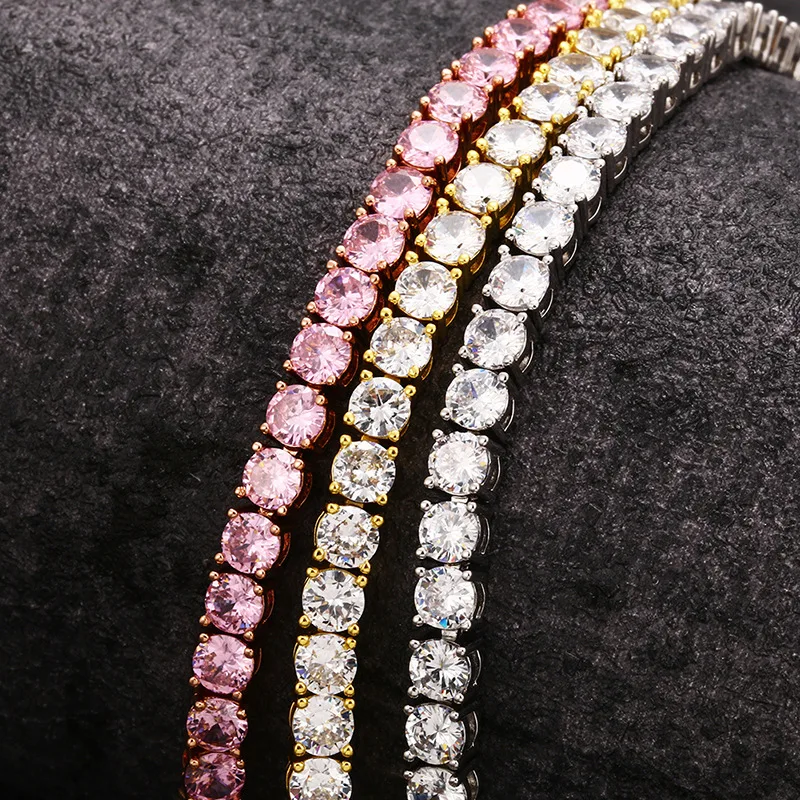 Hip Hop 3-4mm 3A ZirconTennis Chain Anklets for Women Rose Gold Plated Cubic Zirconia Link Feet Chain Birthday Valentine's Gift