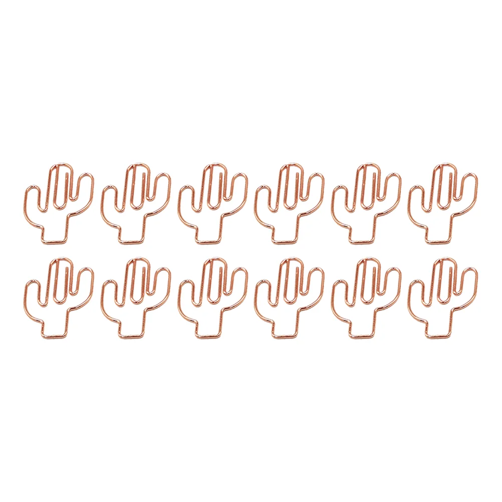 

24pcs Cactus Shape Paper Clips Cartoon File Clamps Office Stationery School Supplies Rose Gold