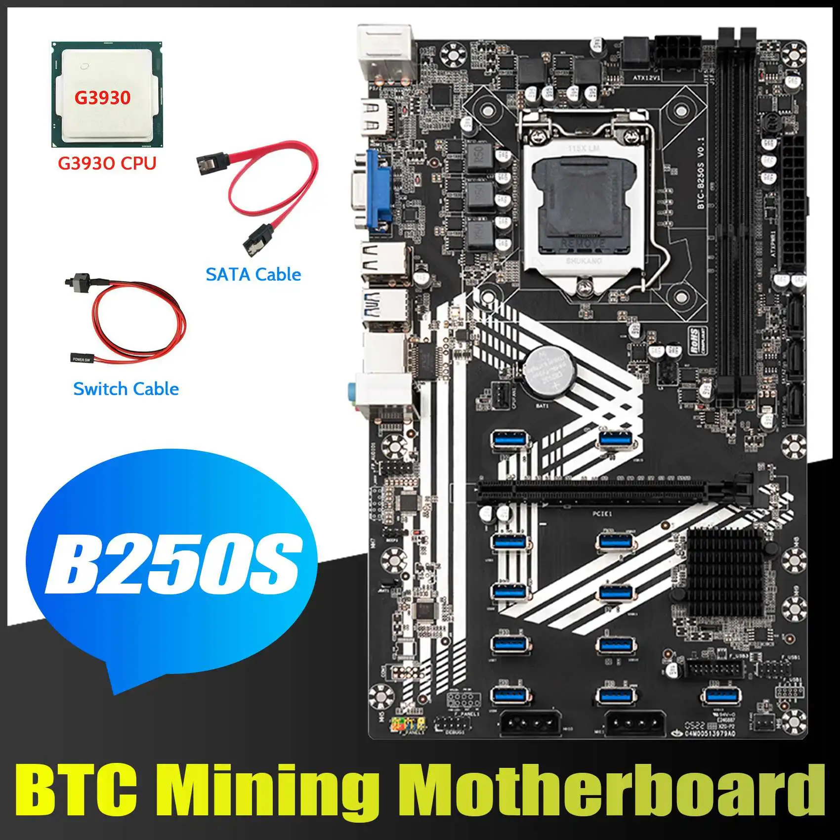 B250S ̴  + G3930 CPU + ġ ̺ + SATA ̺, LGA1151 11XUSB3.0 + 1XPCIE 16X  DDR4 ETH ̳ 
