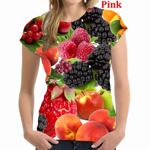 

Summer Cool Fashion 3D Fruit Printing Women's Personality Graphic Tee Casual Short-sleeve Shirts Tops T-shirt
