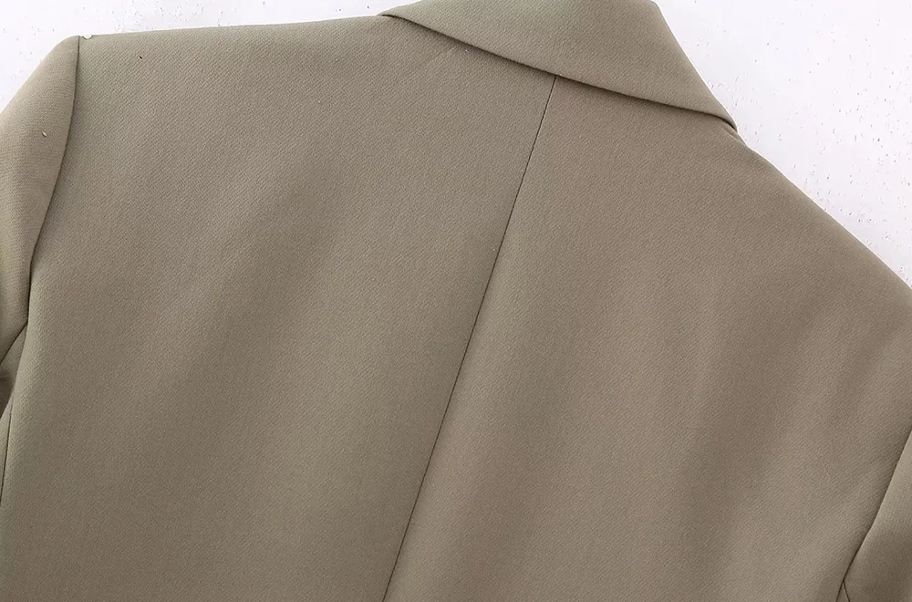 TRAF Women Fashion Single Button Straight Blazer Coat Vintage Long Sleeves Flap Pockets Female Outerwear Chic Casual Tops