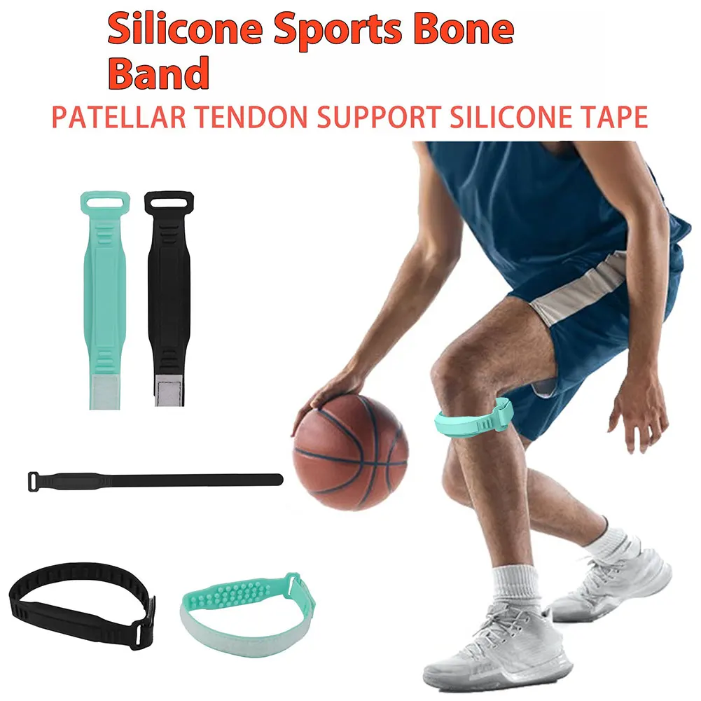 1-2PCS Silicone Patella Tendon Knee Strap Adjustable Fixed Protection Patellar Ring Knee Sports Support Band for Running Cycling