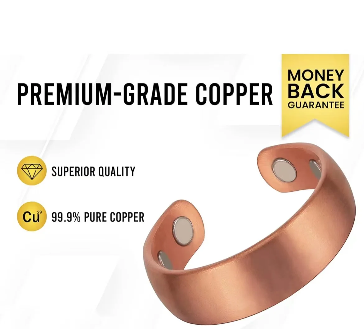 Pure Copper Magnetic Adjustable Ring - Vintage Therapeutic Anillo Magnetico Gift