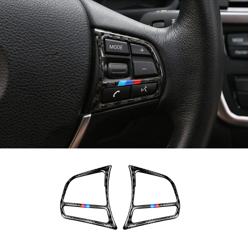 Carbon Fiber Steering Wheel Button Sticker Trim Cover For Bmw 1 2 3 4 ...