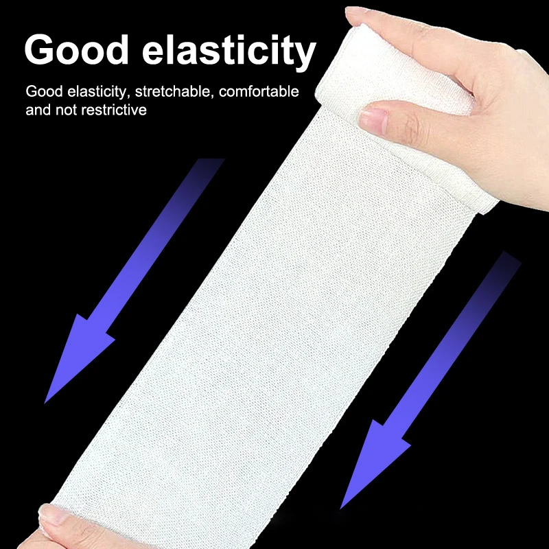 1Roll Elastic Compression Bandage Wrap With Hooks,Athletic Sport Support Tape For Ankle,Wrist,Arm,Leg Wound First Aid Measure