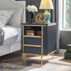 Fluted Nightstand, End Table with Gold Accents, Wood Night Stand with Charging Station, Side Table for Bedroom, Living Room 3