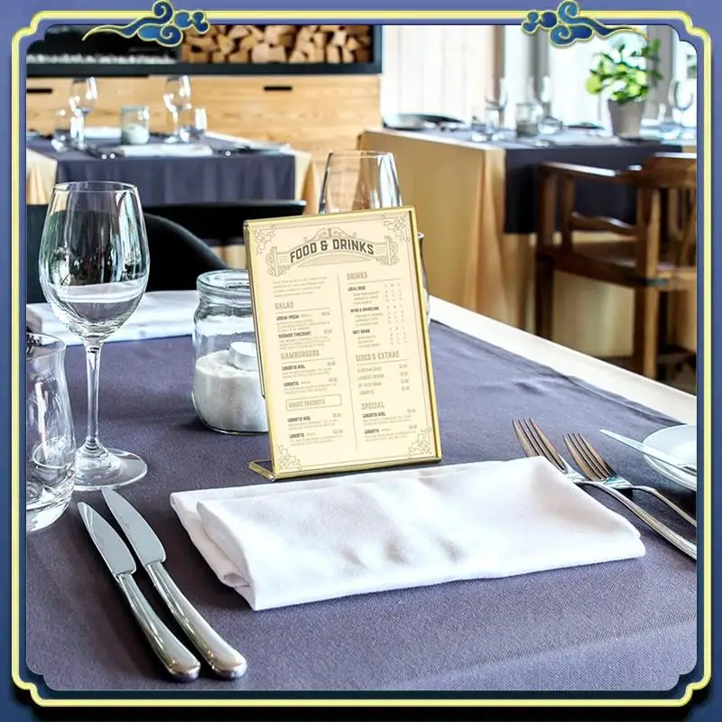 Latest Acrylic Gold Frame, Slanted Back Table Sign Holder For Wedding Table Card Restaurant Signs Photos