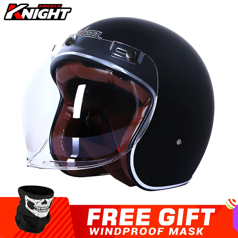 

Мотоциклетный шлем, винтажный шлем с открытым лицом, в стиле ретро, четыре сезона, 3/4