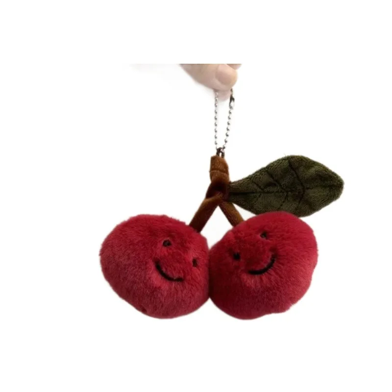 Cute Cartoon Funny Cherry Plush Stuffed Toy Keychain Pendant Backpack Hanging Keyring Ornament Bag Decor Accessories Gift