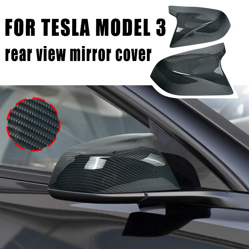 

Model3/y 2023 Car Real Carbon Fiber Rear View Mirror Protective Cover For Tesla Model 3 2022 Accessories Matte Model Three