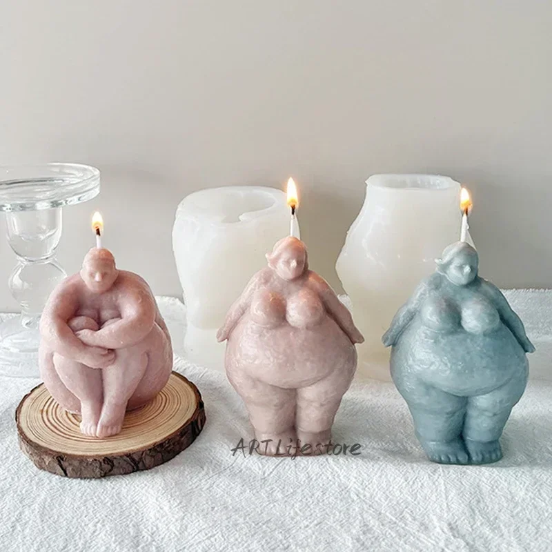 DIY Nordic Abstract Human Body Silicone Candle Mold 3D Fat Female Portrait Sculpture Resin Plaster Casting Molds Home Crafts aromatherapy candle mold silicone mold silicone candle molds silicone candle mold candle mold