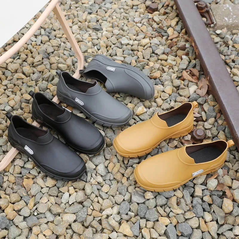 Bottes de pluie basses courtes polaire homme antidérapantes plates toutes saisons
