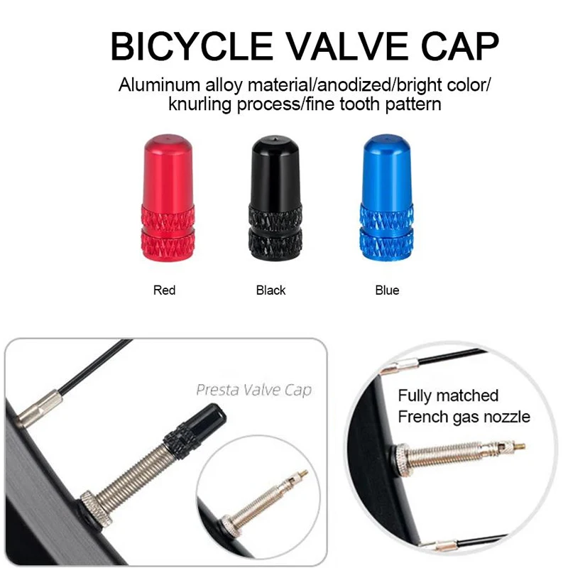 Bicycle Valve Nut Presta Valve Cap Cover Inner Vacuum Tire Nozzle Locking Screw Sealing Ring Dust Cap Protector