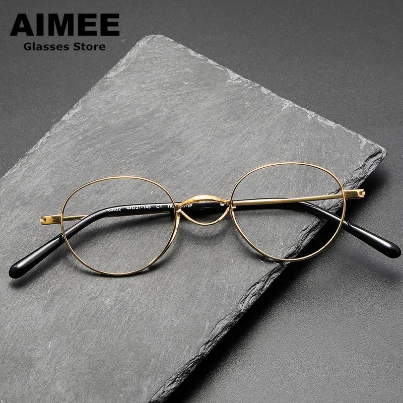 

Japanese Design Pure Titanium Glasses Frame Men Retro Round Prescription Eyeglasses Women Ultralight Optical Eyewear Spectacles