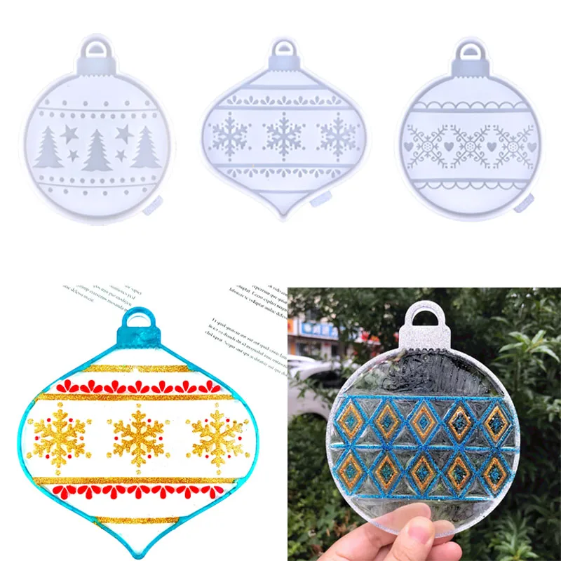 Silicone Epoxy Resin Mold Christmas Pendants Moulds For DIY Pigments Liquid Jewellery Making Supplies Art Crafts Stuff Ornaments 517f christmas gnome candle mold gnome silicone mold for making candle soap plaster ornaments christmas gnome decorations