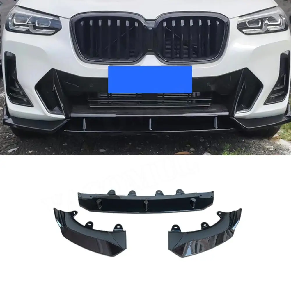 

ABS Gloss Black Car Front Bumper Lip Chin Spoiler Extension Covers For BMW X3 G01 X4 G02 M Sport Style 2022 UP