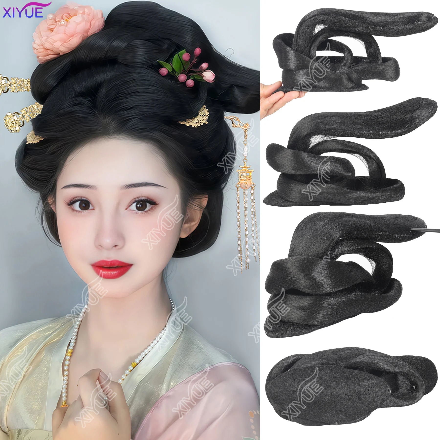 XIYUE Hanfu wig headwear female one-piece small Taiping bun Tang style ancient costume daily performance styling hair cushio