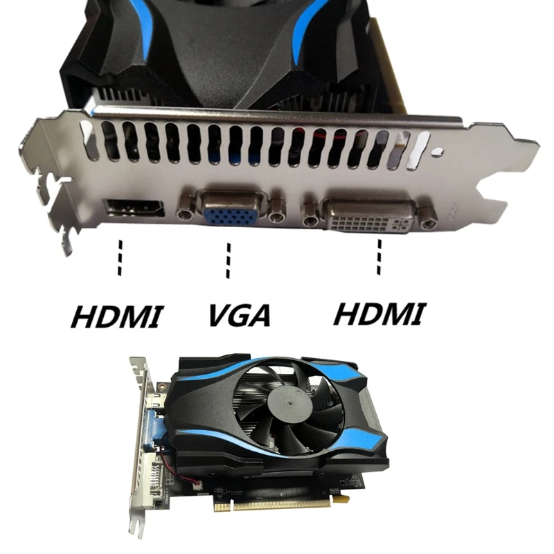 

Gaming Graphic Card for ATI R7 350 2GB DDR5 128 Bit PCIE 2.0 HDMI-Compatible/VGA/DVI Interface with Single Cooling Fan