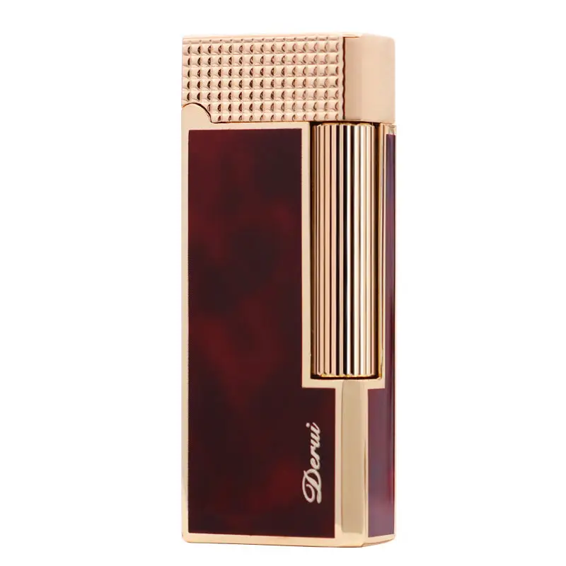 

New Memorial Metal Drawing Vertical Stripes Luxury Tobacco Lighters Ping Sound Natural Lacquer Cigarette Smoking Butane Lighters