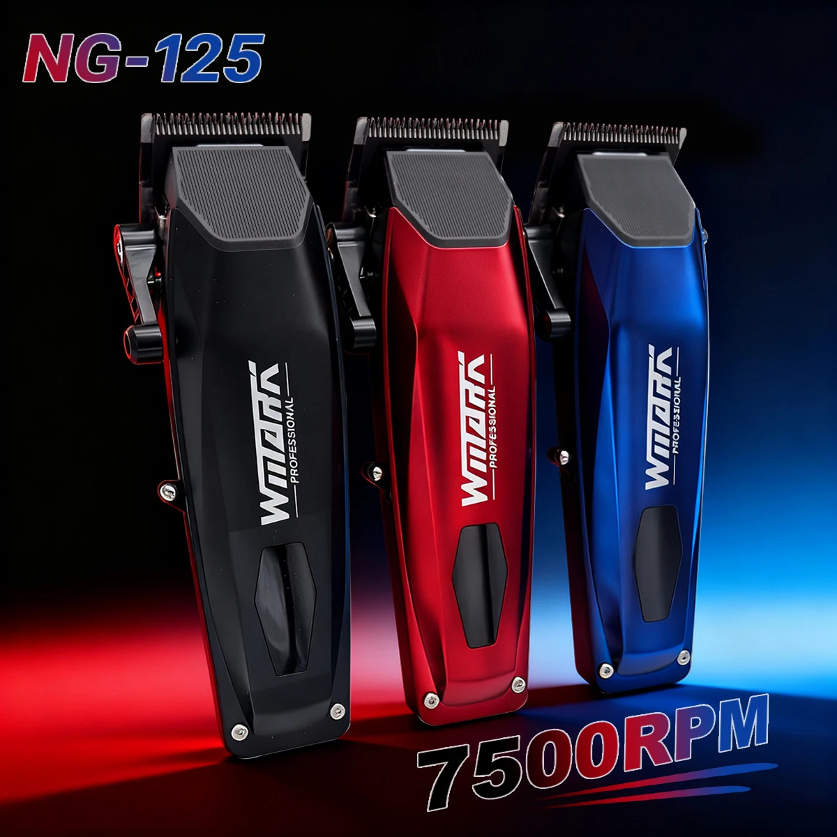 WMARK NG-125 전문가용 전기 헤어 클리퍼 7500RPM 회전 모터 오일 헤드 바버샵 트리머 (남성용) 5단계 블레이드 조절 가능