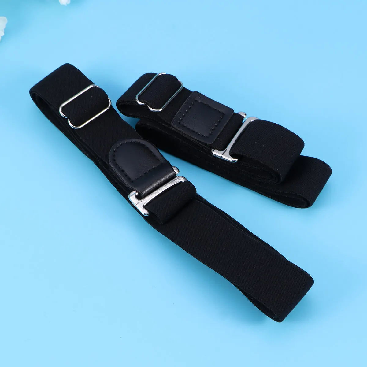 남녀공용 프리미엄 나일론 논슬립 실리콘 스트립 셔츠 홀더 벨트 2개 (블랙)