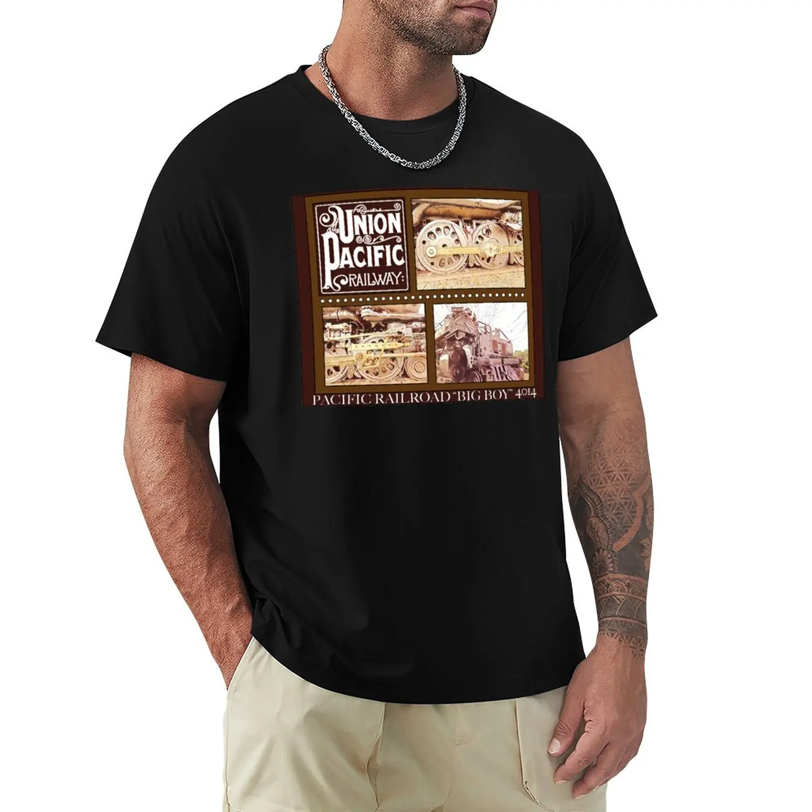 Big Boy 4014 Union Pacific Steam Engine Western T-Shirt Sweat Oversize Blacks Abbigliamento Uomo