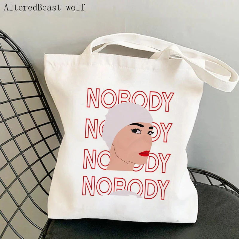 Women Shoulder bag MITSKI Nobody Lyrics Printed Bag Harajuku Shopping Canvas Shopper Bag girl handbag Tote Shoulder Lady Bag