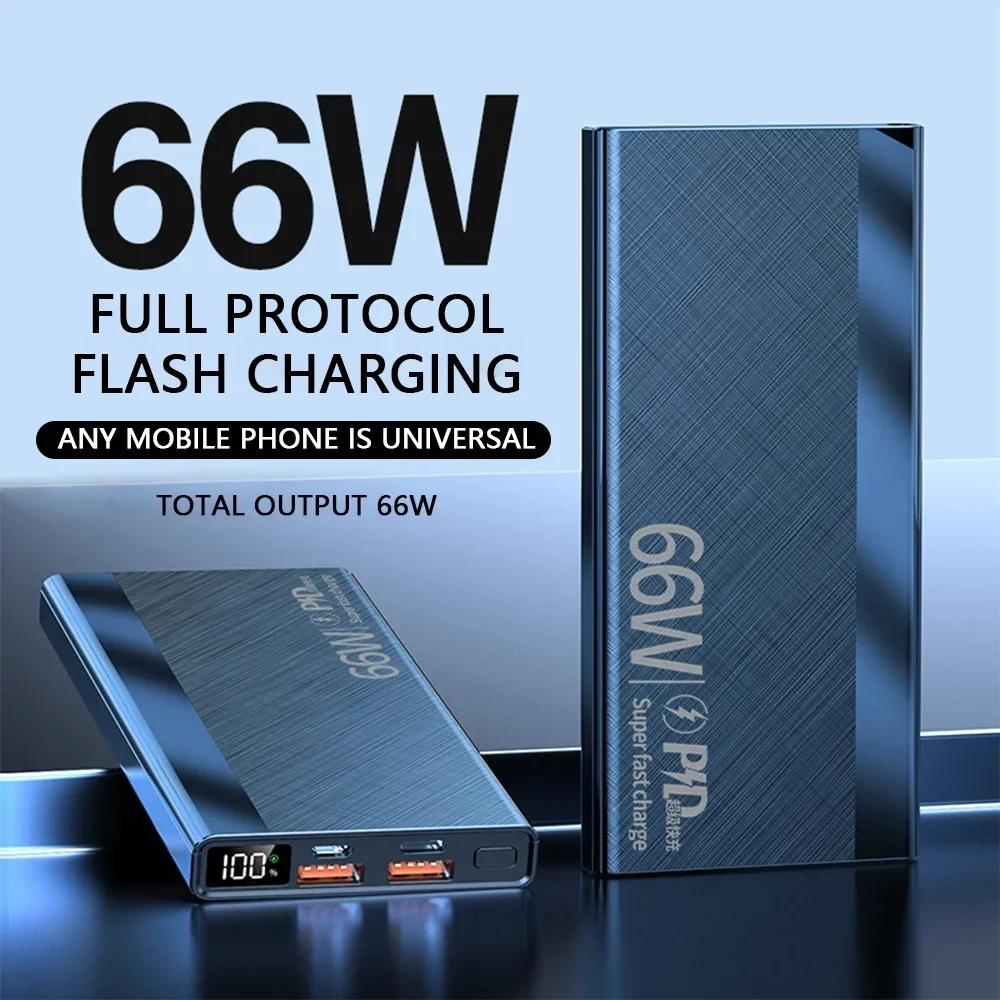 

Super fast charging 66W mobile power super capacity 20000 mA with its own line small portable charging treasure.