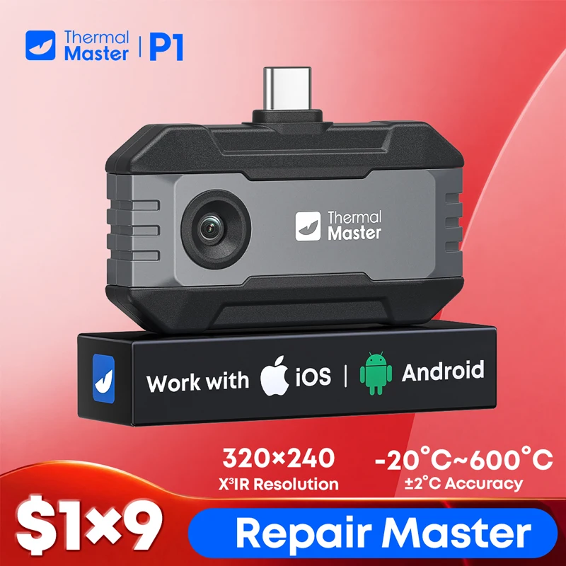 P1 Thermal Camera 320*240 X³IR Resolution for iOS and Android Phone 600℃ High Temp Measurement Range 25Hz for HVAC Inspect — image 1