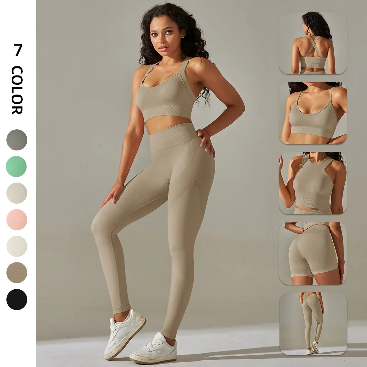 

yoga wear sexy beautiful back sports bra high waist hip lift leggings running gym clothes joggers women