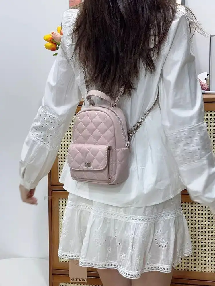 

Diamond Lattice Fashion Chain Trendy Handbag Pocket Mini Backpack Casual Versatile Backpack Spicy Girl Y2k Schoolbag