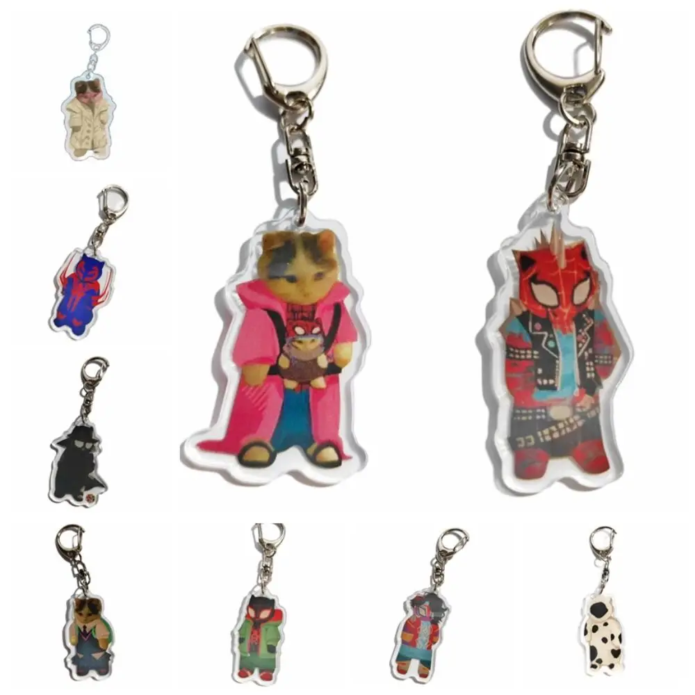 Superhero Cat Superhero Portachiavi Anime Spider Punk Spider Cat Portachiavi Warrior Indistruttibile Memes Cat Pendant Friends