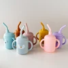 Portable Baby Feeding Bottle Cup Silicone Sippy Cups Children Leakproof Drinking Cups Cartoon Pattern Infant Straw Drinkware 5