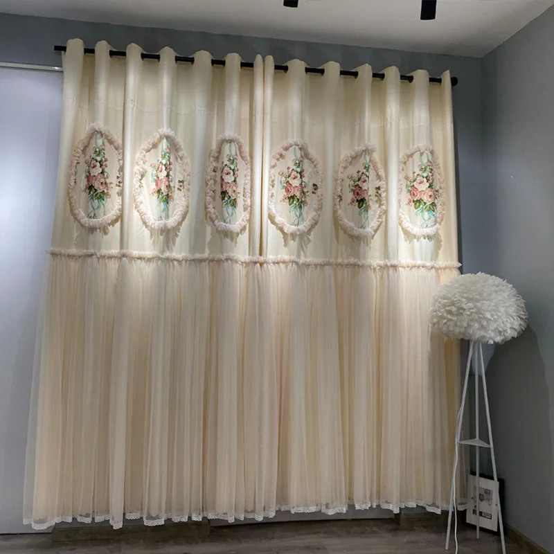 American Korean Princess Curtains for Girl's Bedroom Living Room Custom