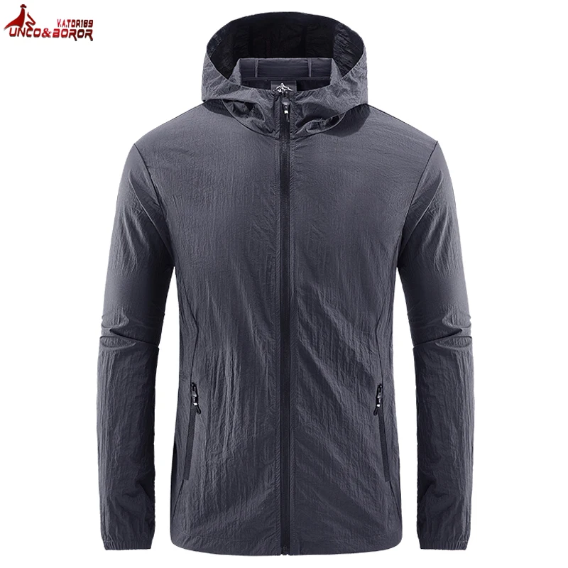 

Summer Zip Pockets UV Sun Protection Fishing Jackets Mens Breathable Ultra-Light Windbreaker Men's Hooded Outdoor Hiking Jackets