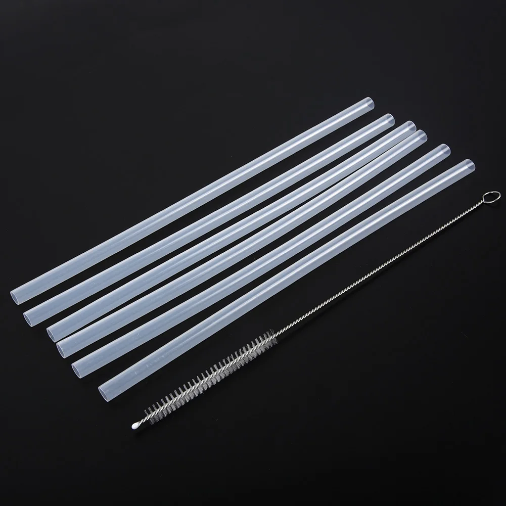 Outdoor Riding Straw Accessories Replacement 6x Straws +1x Cleaning Brush Set 1 Set for Hydro Flask Wide Mouth Bottle