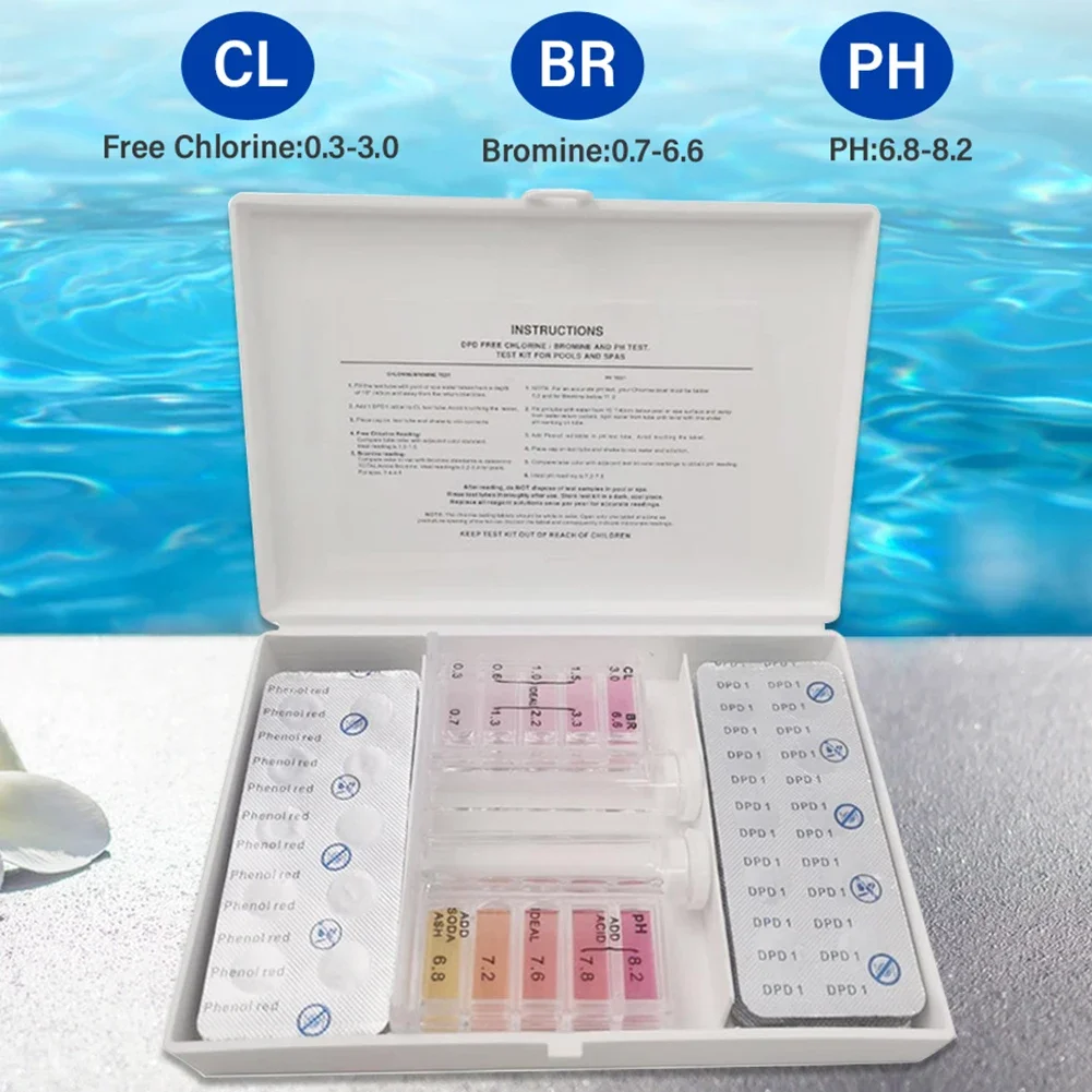3in1 Pool Water Test Kit PH Testing Water Quality With Box Outdoor Swimming Pool Quality Testing Tool Accessories water quality test kit
