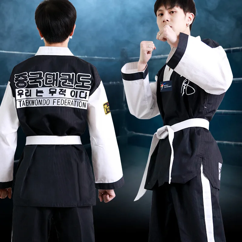 

Korea Taekwondo Uniform V-Neck Dobok White Uniforms Tae Kwon Do MMA Martial Arts Karate 60% Cotten 40% Polyester Breathable
