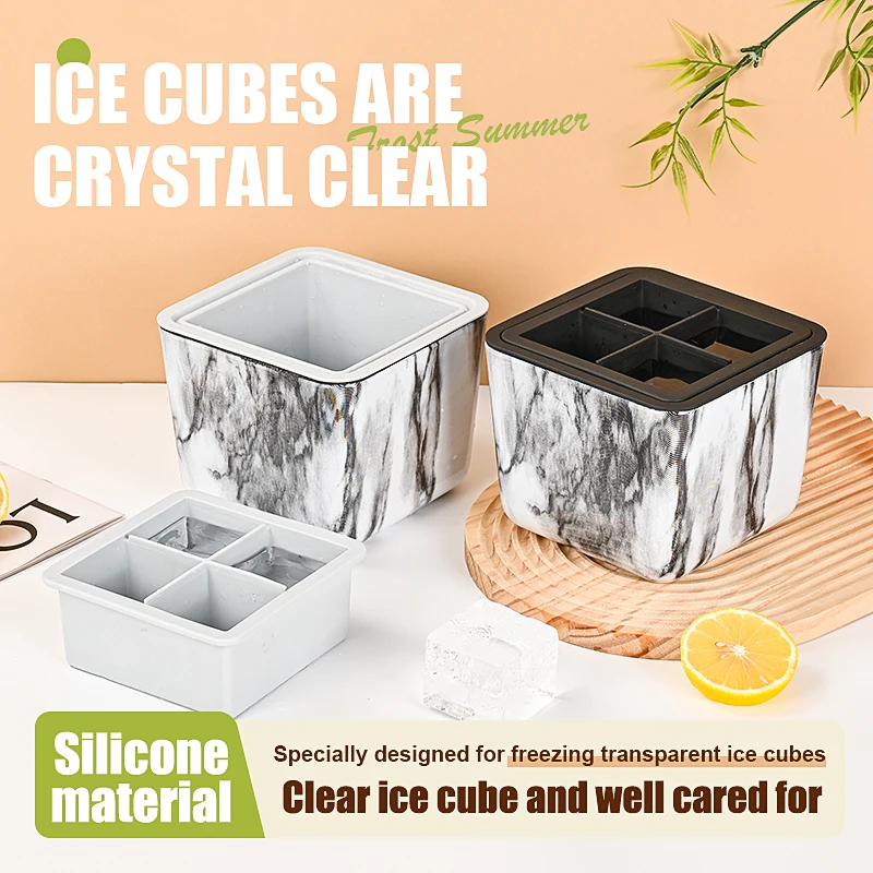 VITAVON Ice tray 4 Cubes 2&rdquo;x2&rdquo;x2&rdquo; Highly Transparency easy release Perfect for Whiskey Balls Long-Lasting lce Mold