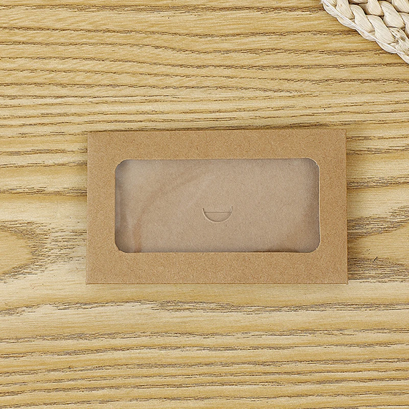 50pcs/lot Mini Envelope Window Opening Small Kraft Paper Postcard Envelope PET Window Sticking for Wedding Invitations