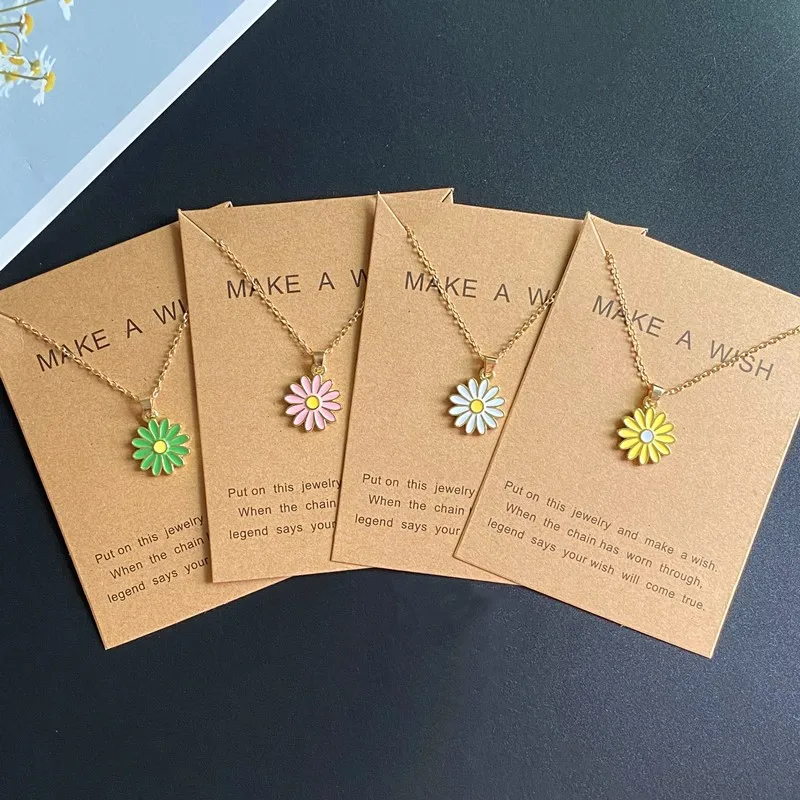 Collana con ciondolo ragazza girasole piccolo Collana con collo da donna di moda coreana Collana Sunnner Gioielli_voghion.com