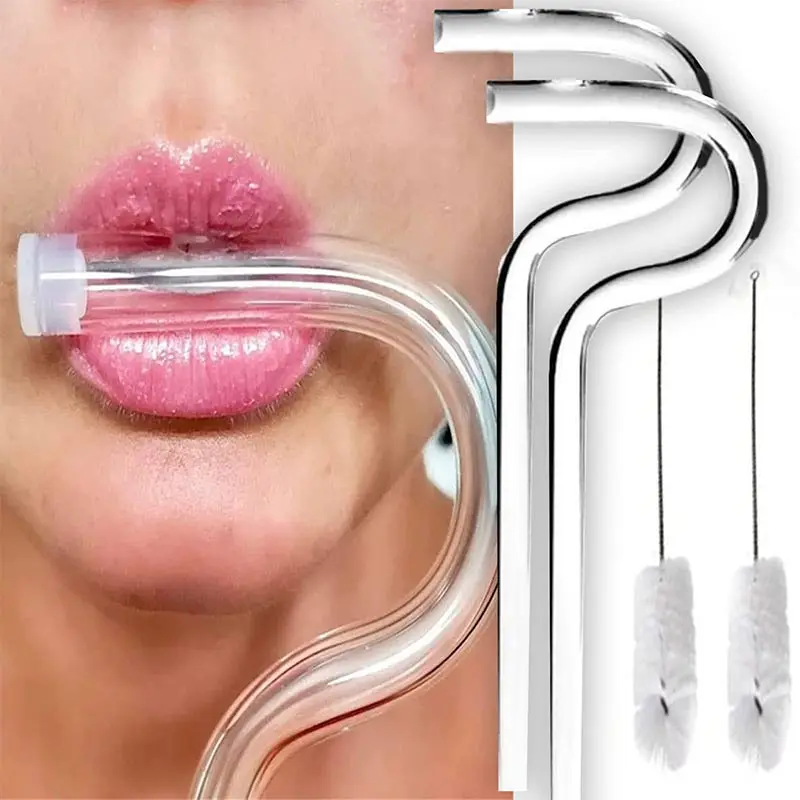 2 Pcs Anti Wrinkle Drinking Straw No Wrinkle Straw Wrinkle free Lip Sip  Side Sideways Straw Anti Aging Lip Non Wrinkle Flute Style Prevent  Horizontal Curved Glass Straw