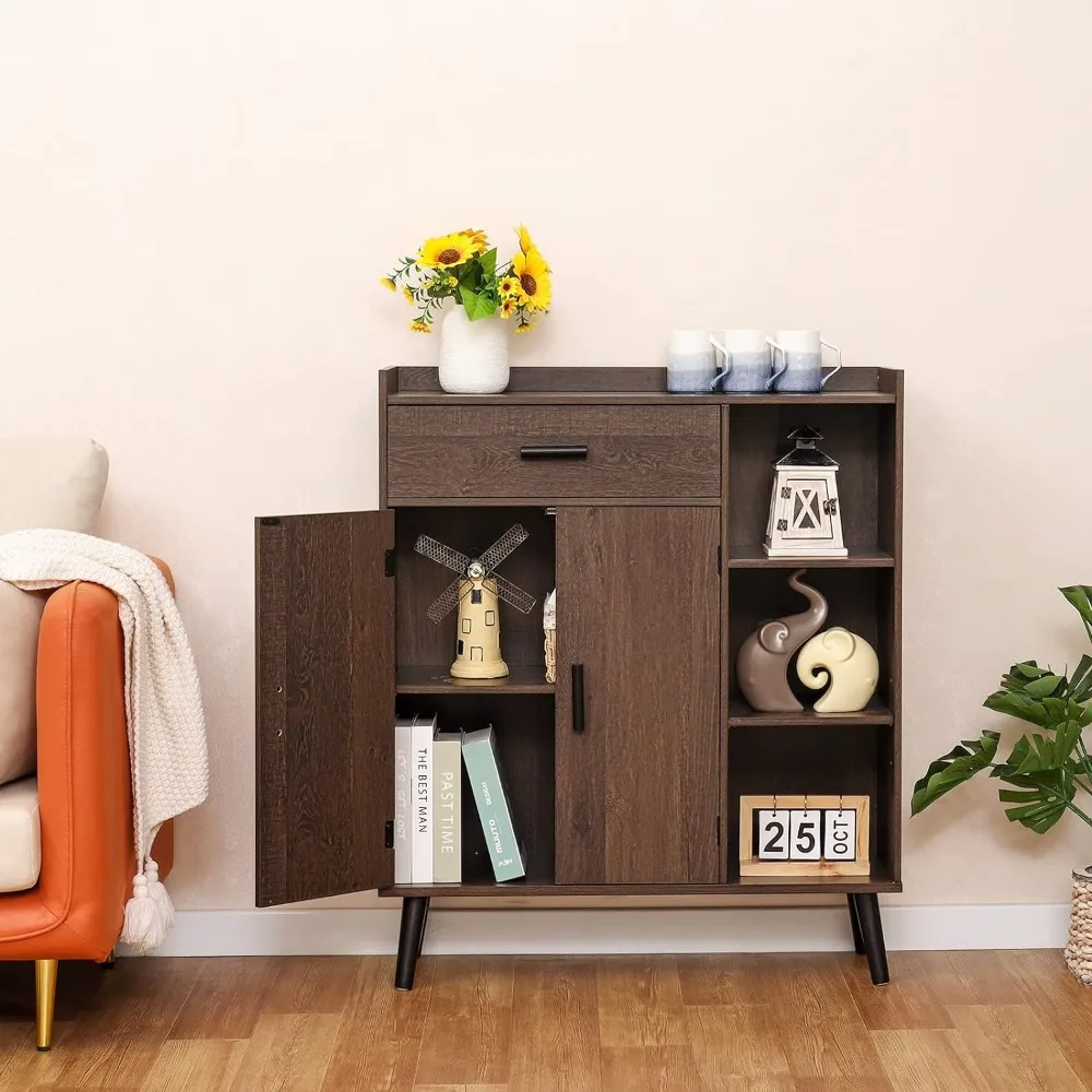 

Home Office Storage Cabinet Living Room Cabinet With 1 Drawer and 2 Doors Showcase Bedroom Free Shipping Wooden Sideboard