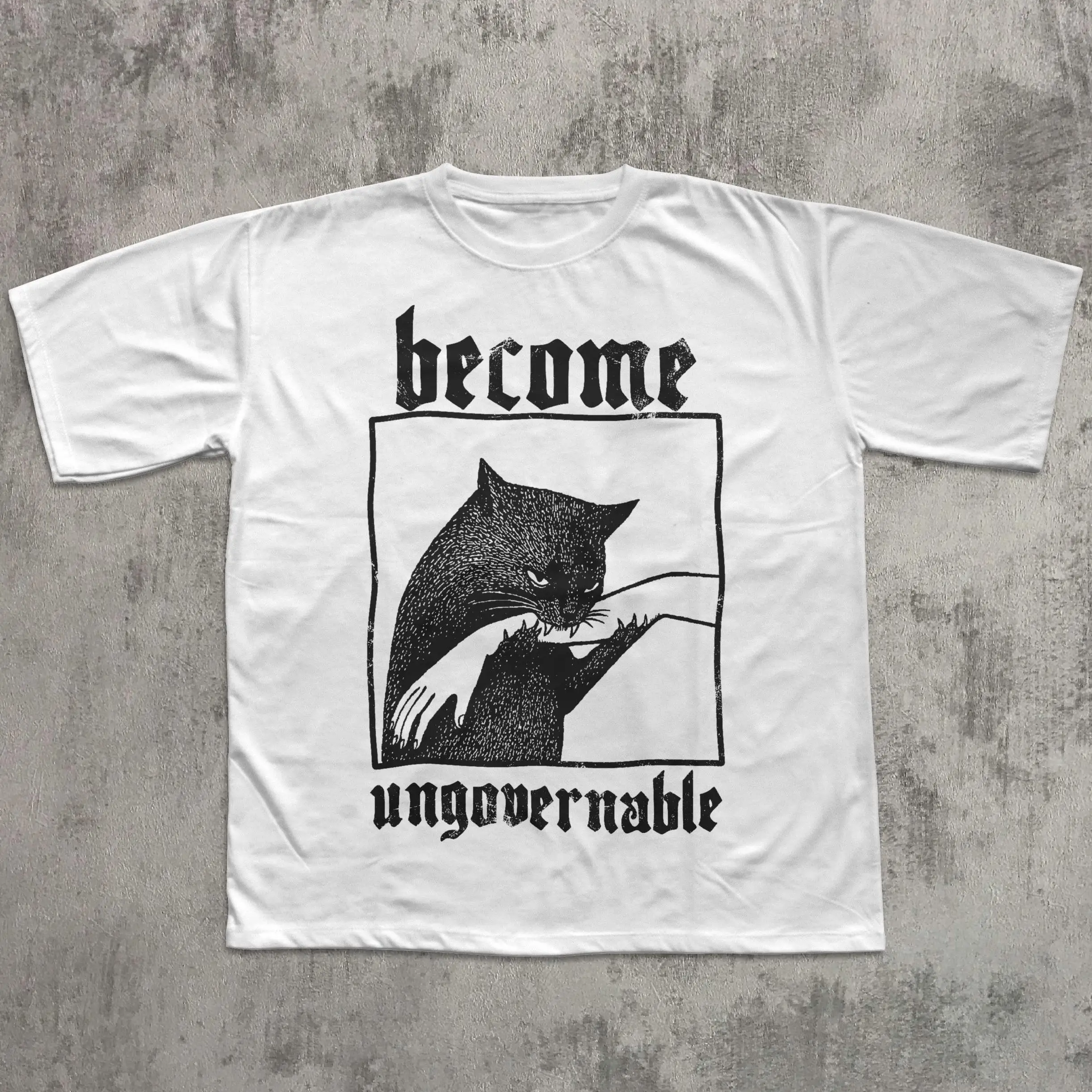 Ungovernable Cat Graphic Vintage Cotton T-Shirt
